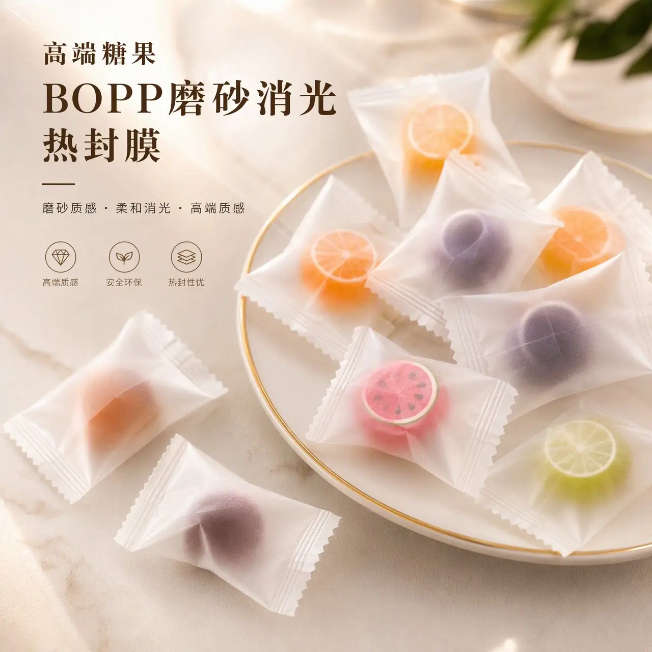 BOPP磨砂消光热封膜 高端糖果包装膜
