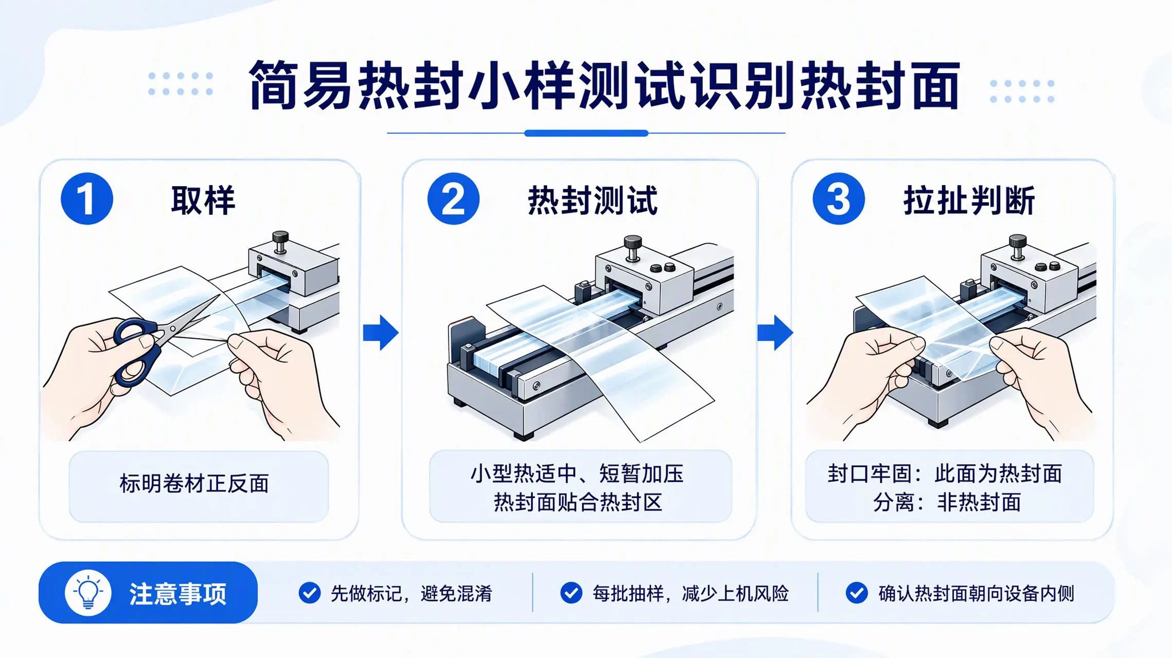 简易热封小样测试识别热封面