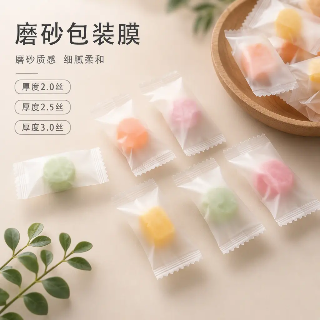 磨砂消光BOPP糖果包装膜成品展示
